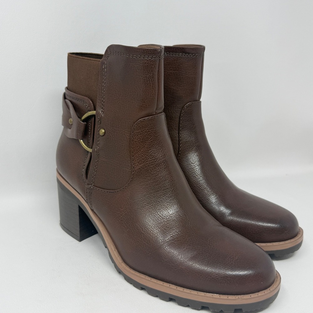 Baretraps Dezzi Brown Ankle Boots Womens 7.5 M Moto Hipster Tailored Office